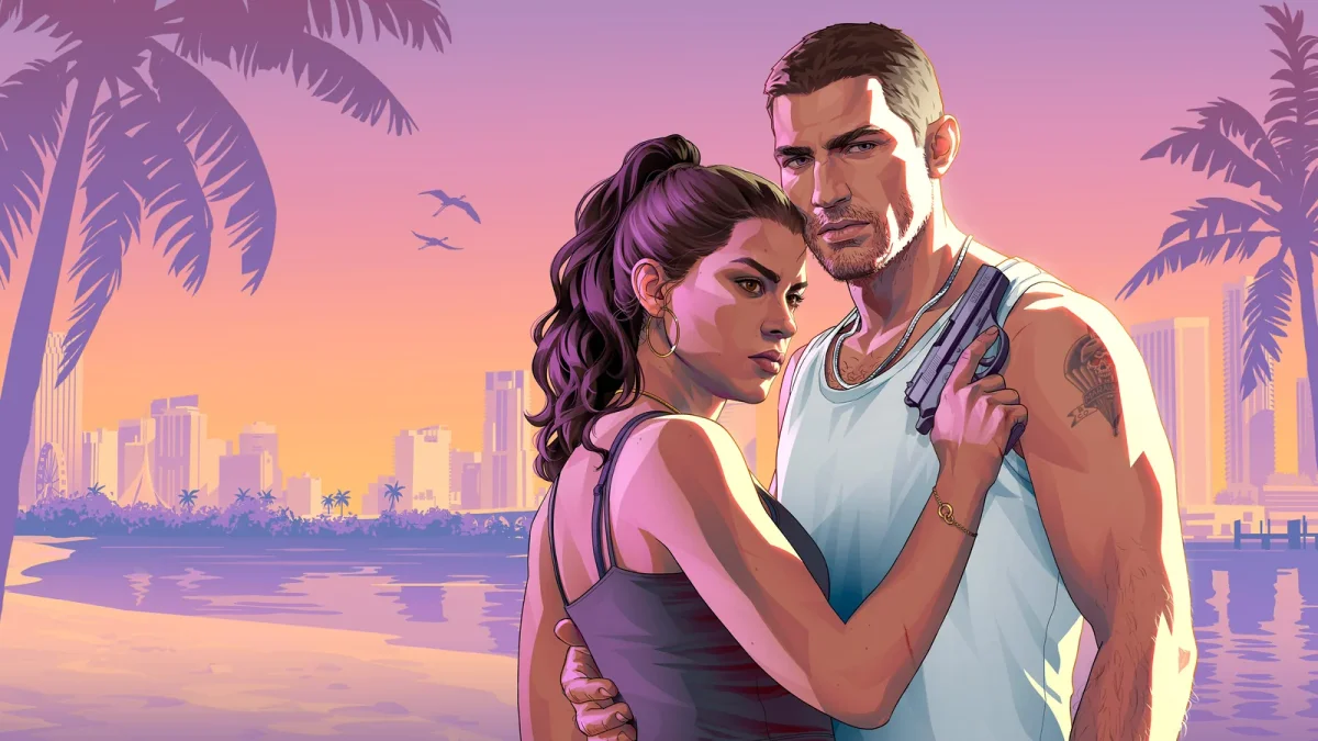 Lucia e Jason em arte promocional de Grand Theft Auto VI