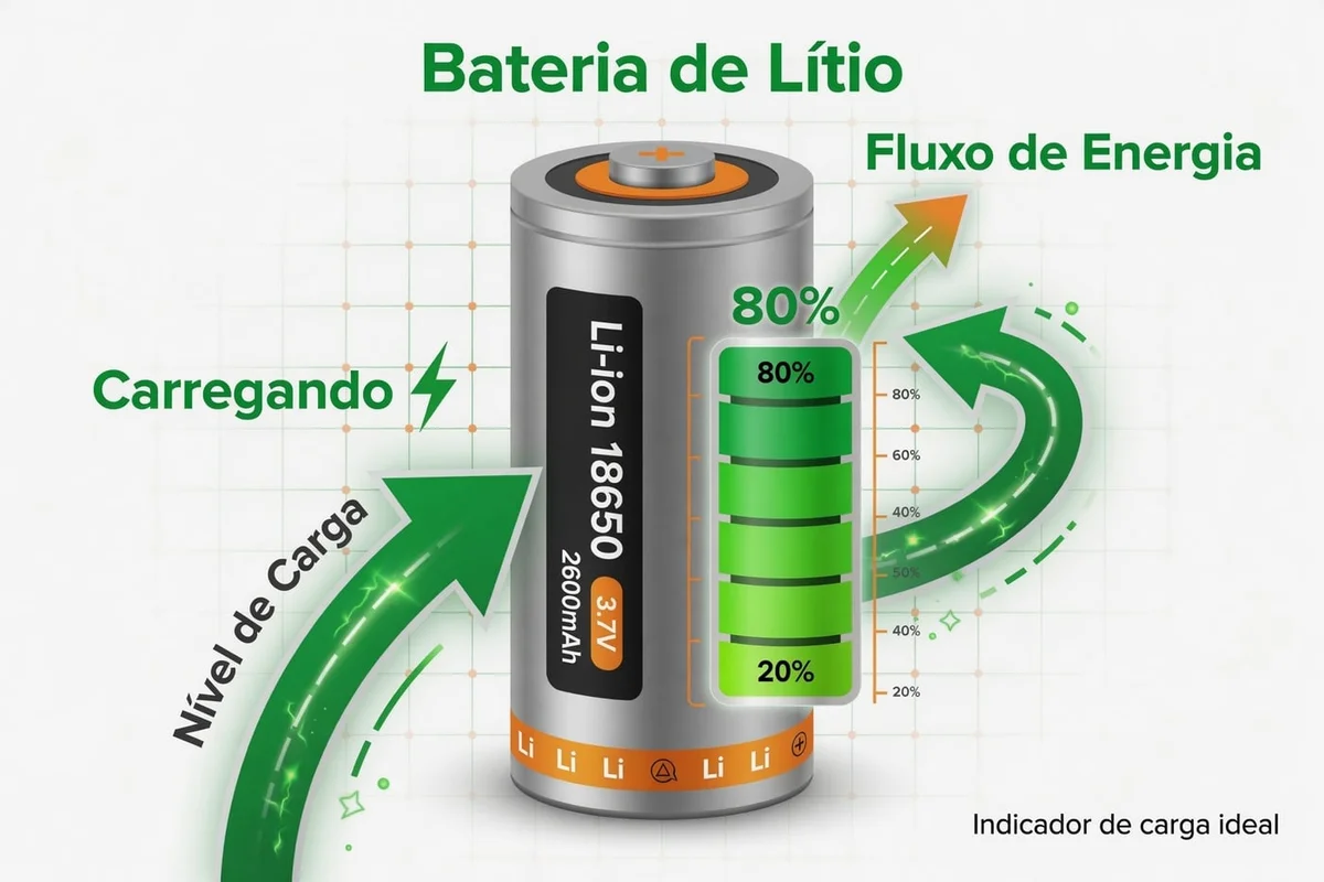 Células de íons de lítio armazenando energia
